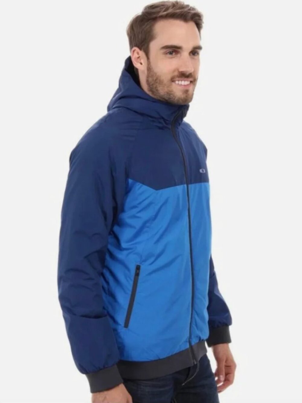 Oakley Fleece Lined Jacket Men's L Blue Windbreaker Water Repellent